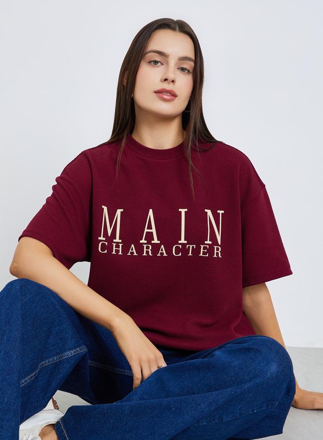 ستايلي تيشيرت واسع بطبعة شعار - Image 4